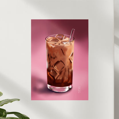 Eiskaffee auf Rosa – moderner Kunstdruck