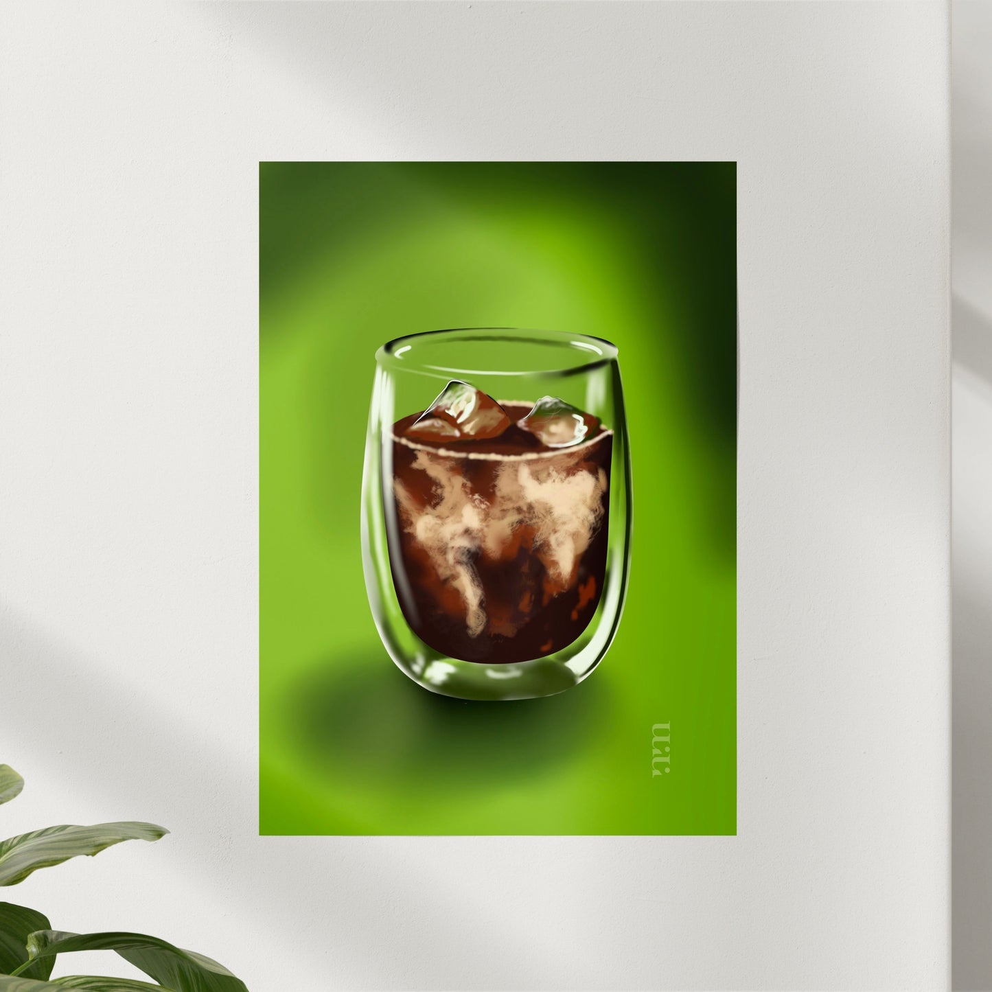 Kaffee auf Grünem Hintergrund – moderner Kunstdruck