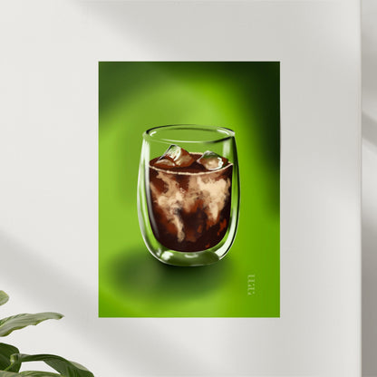 Kaffee auf Grünem Hintergrund – moderner Kunstdruck