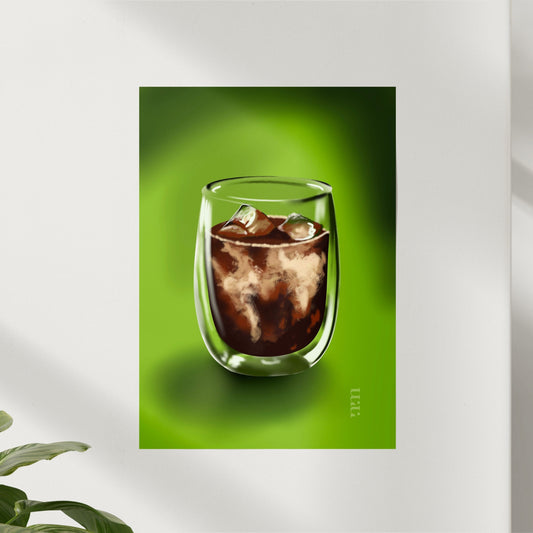 Kaffee auf Grünem Hintergrund – moderner Kunstdruck